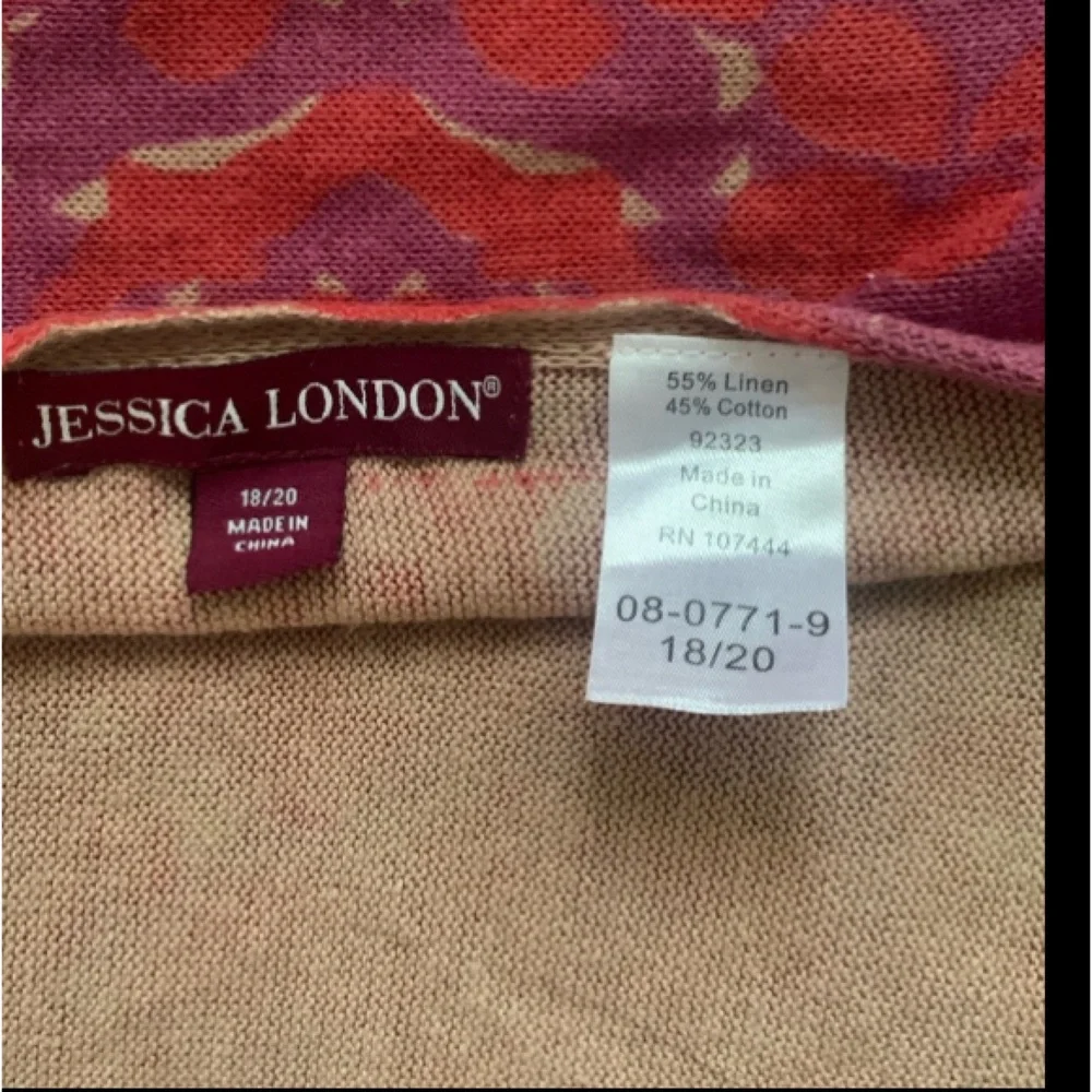 Jessica London Chic Red and Beige Patterned Shawl Cardigan Sweater Size 18-20 - Picture 10 of 10
